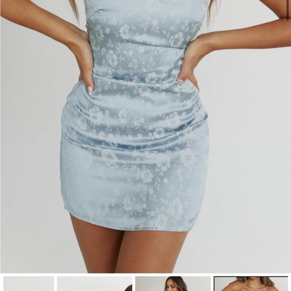 RAMIE STRAPLESS MINI DRESS BLUE - Picture 2 of 5